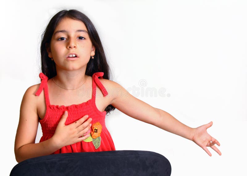 Young girl in red dress