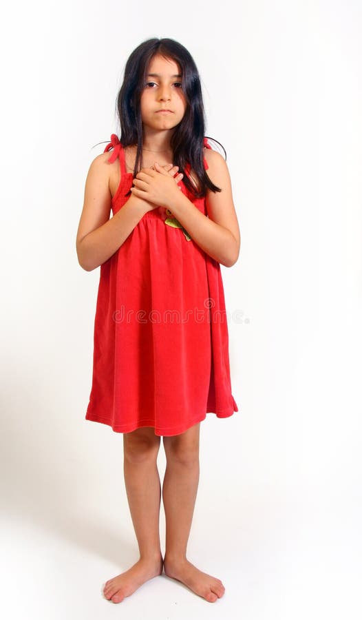 Young girl in red dress