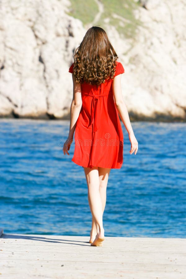 Young girl in red dress