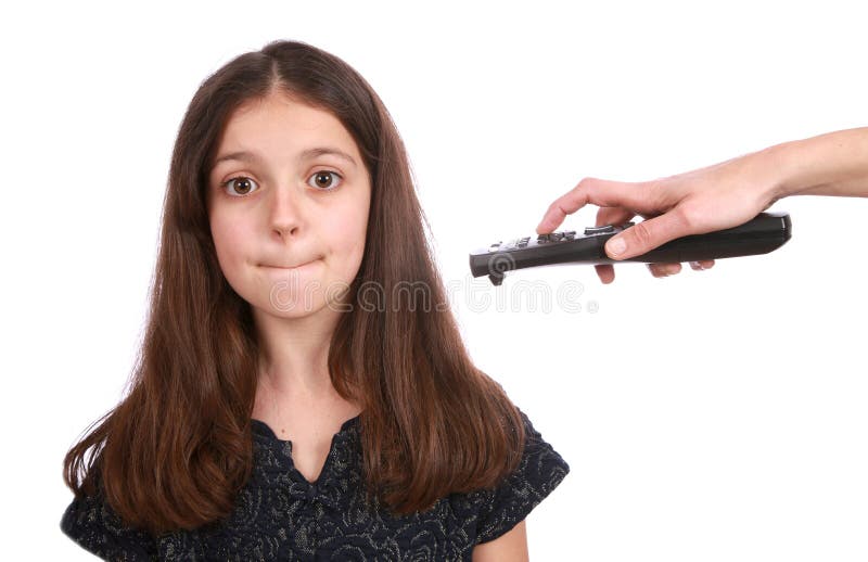 Young Girl With Remote Control Stock Image Image Of Background