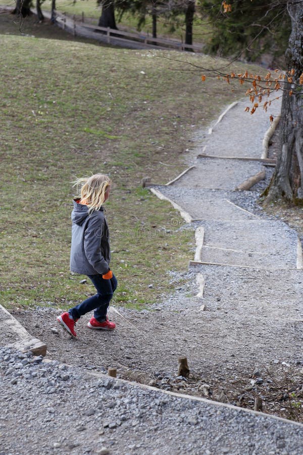 Young girl is running down stock image. Image of lifestyle 72975043