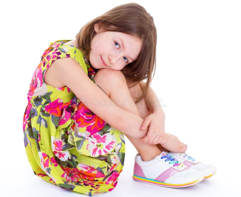 Young Girl Sitting Hugging Legs Stock Photo Image of isolated