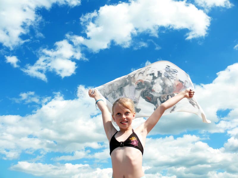 Young girl and sky