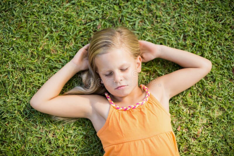 Young Girl Sleeping in Park Stock Photo - Image of child, relaxation ...
