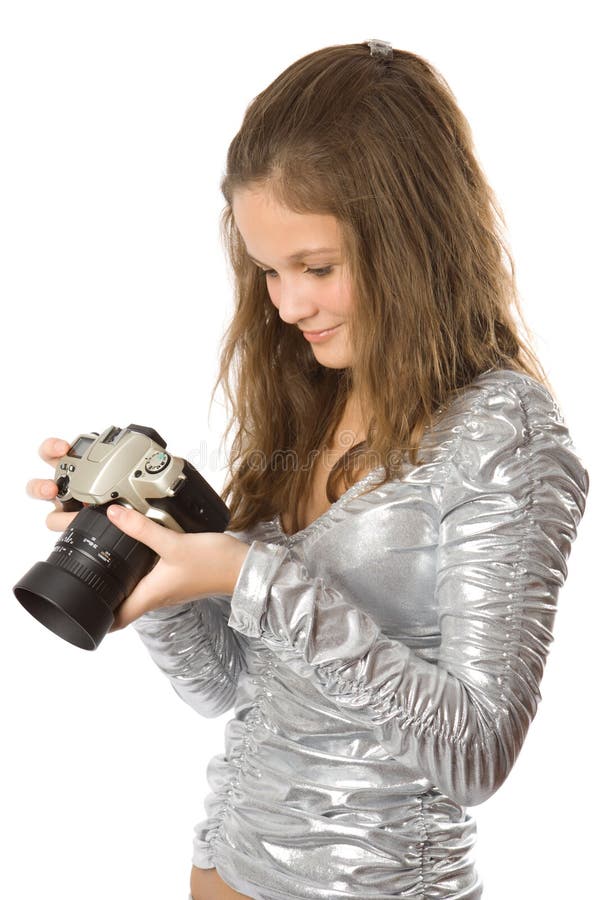 Young girl with SLR camera