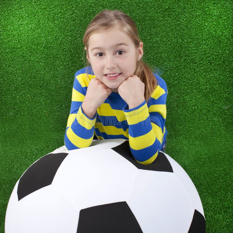 Young Girl with Soccer Ball Stock Image Image of view, grass 38013059