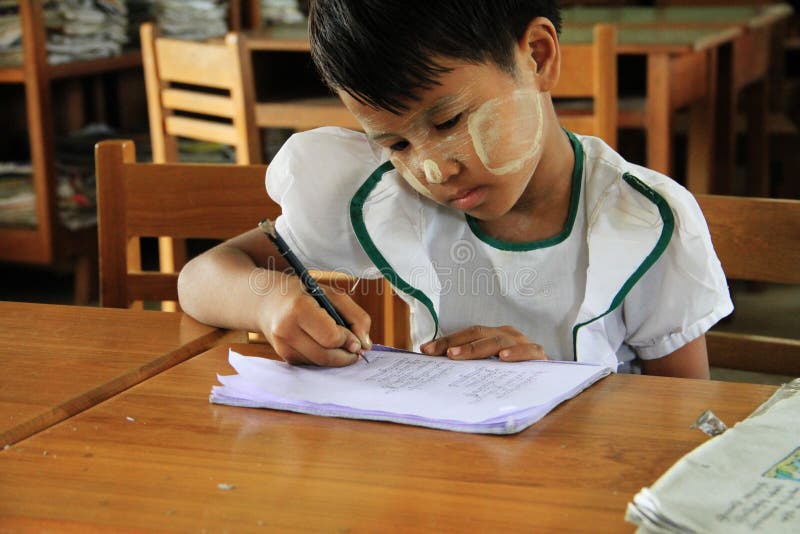 Young girl student at school, portrait, Myanmar stock photos Young girl student at school, portrait, Myanmar stock photos