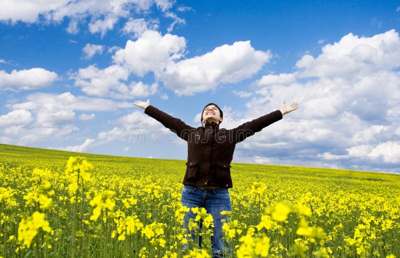 Young girl in summer field