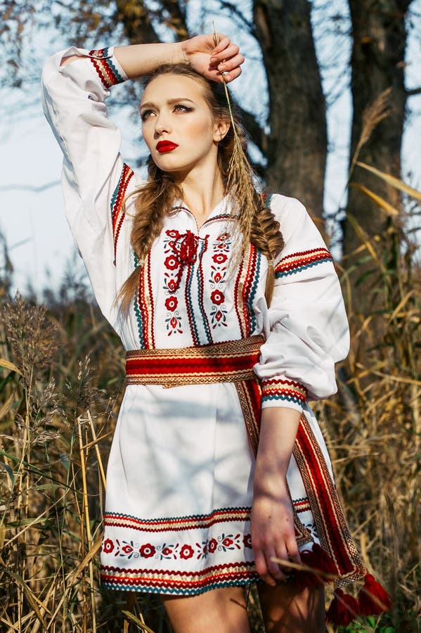 Young Girl on the Summer Field in National Belarus Clothes, Fas Stock ...