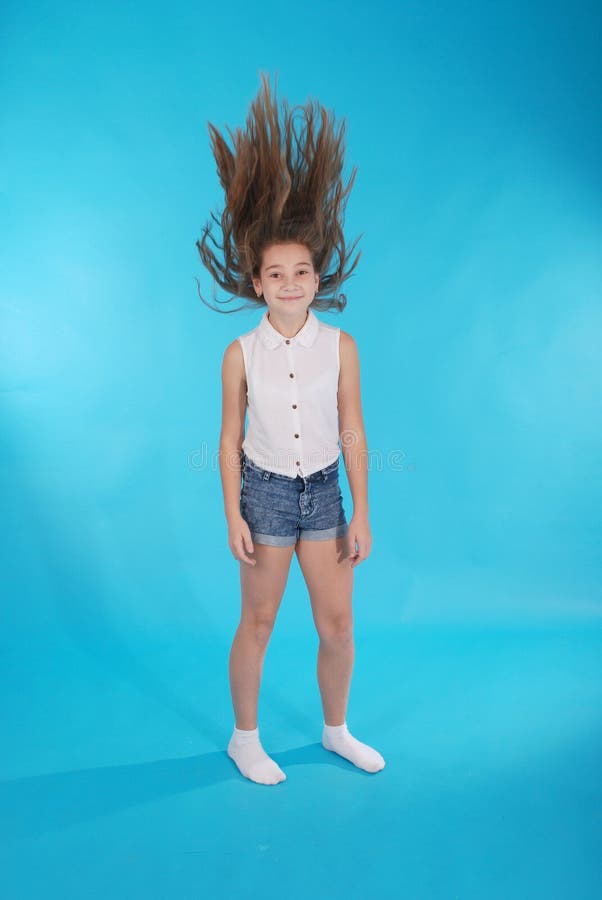 Young Girl Throws Up Her Hair Stock Image Image of hairdo,