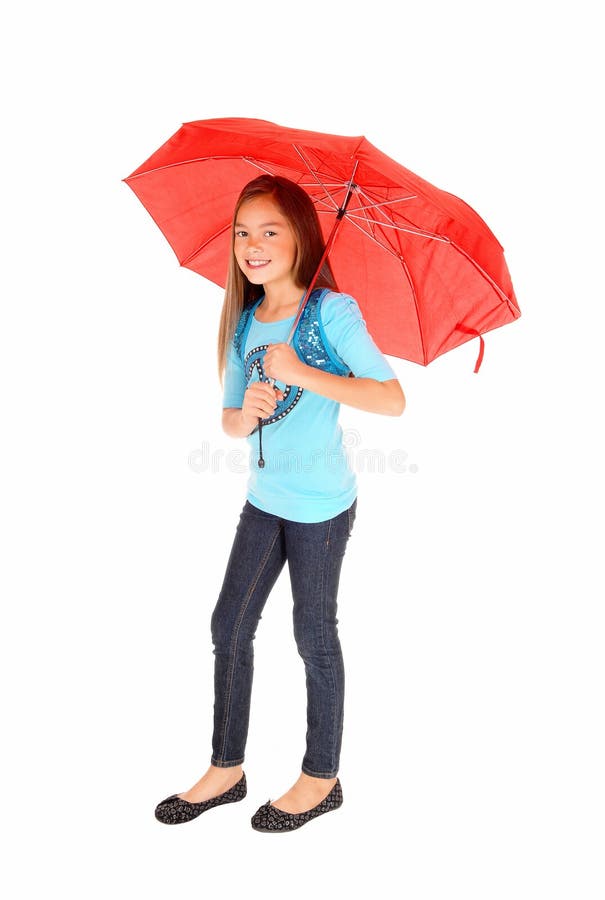 Young girl with umbrella.