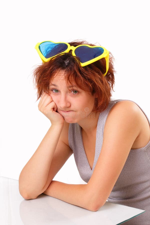 Funny Young Girl with Big Sunglasses Stock Ph