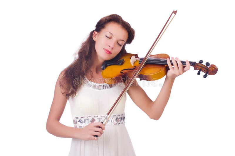 Young girl with violin royalty free stock photo