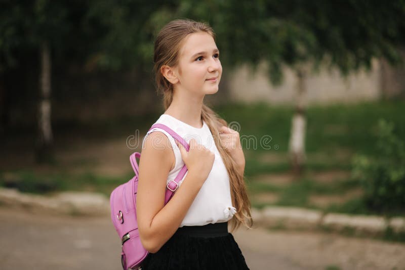 Young Girl Use Phone during School Break. Girl Play Online Games Stock  Image - Image of cute, game: 151348601