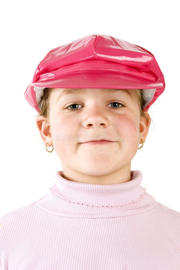 Young Girl Wearing a Pink Cap with a Smile Stock Image Image of kids