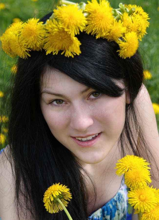 Young girl with wreaths