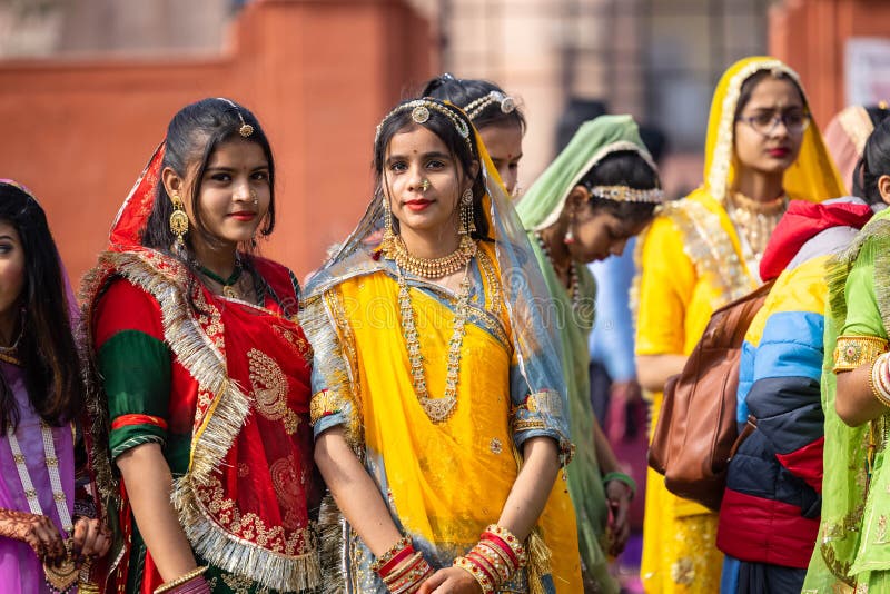 Indian Girls Wearing Traditional Rajasthani Dress Participate In Desert  Festival In Pushkar Rajasthan India Stock Photo - Download Image Now -  iStock