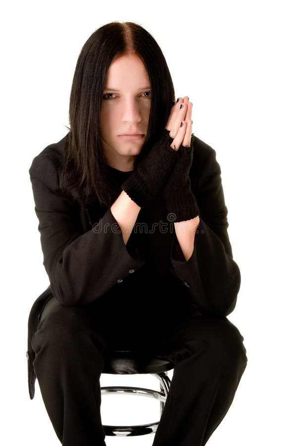 Free Young Goth Sitting On A Bar Chair Stock Image - 7966941