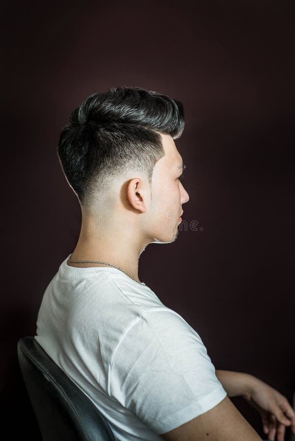 Young Guy Brunette with Pompadour Volume Haircut 50s - 60s. Real Photo Retro Hair Style for Barbershop, Side Stock Photo - Image of care, elegant: 186035098 Young Guy Brunette with Pompadour Volume Haircut 50s - 60s. Real Photo Retro Hair Style for Barbershop, Side Stock Photo - Image of care, elegant: 186035098