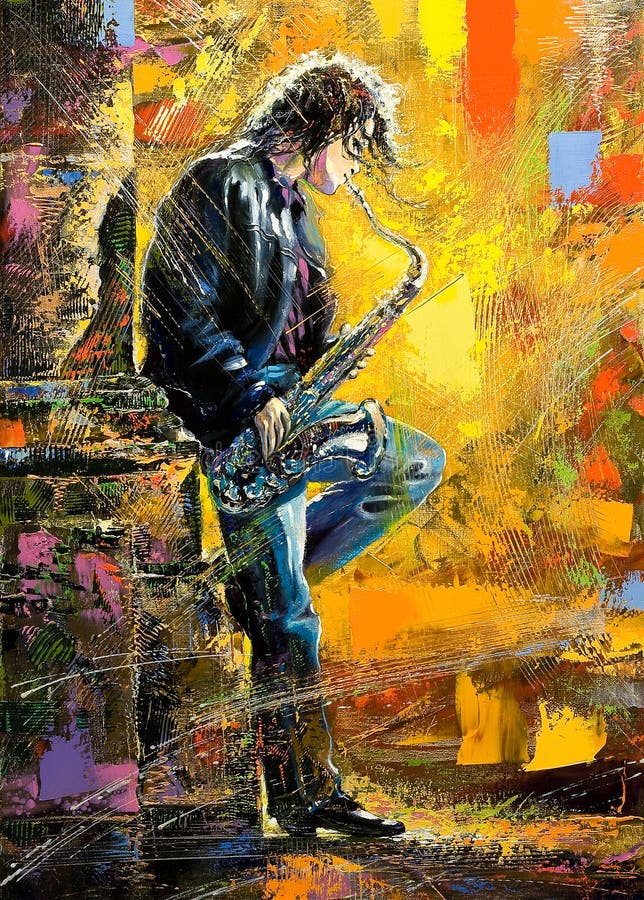 Young guy playing a saxophone