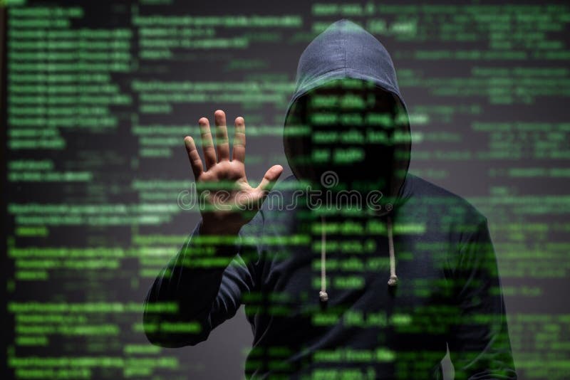 The young hacker in data security concept royalty free stock image
