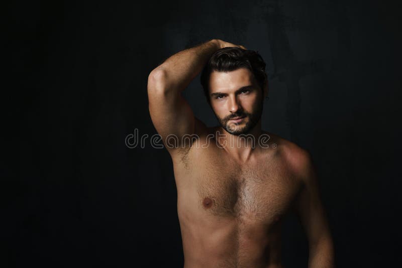 Young Halfnaked Man Looking at Camera