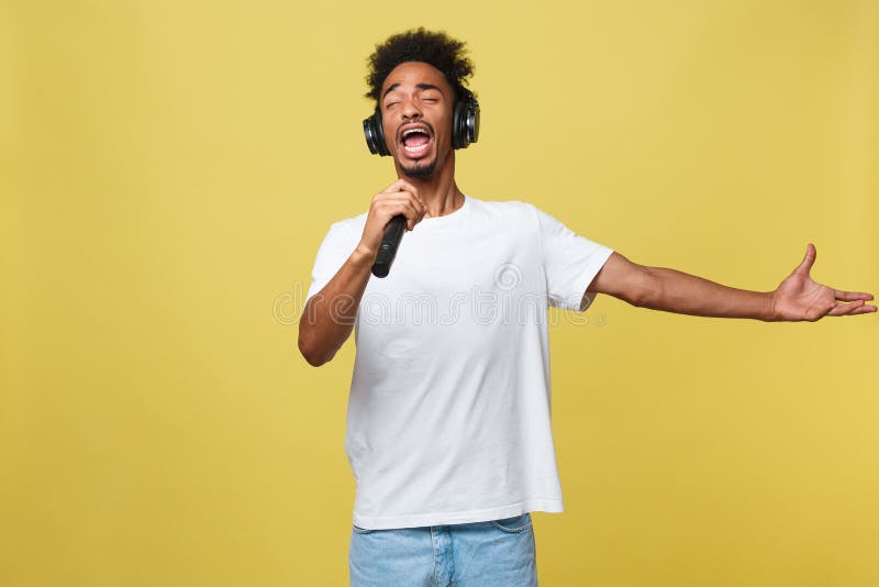 Young Handsome African American Boy Singing Opera Emotional with