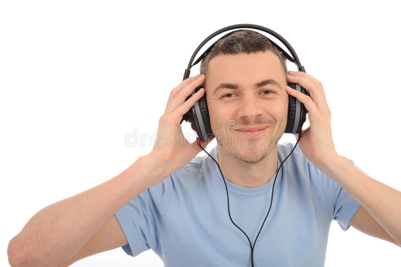 Young handsome man in headphones