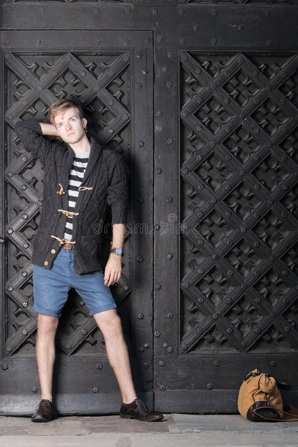 Young handsome man on street, old town Gdansk