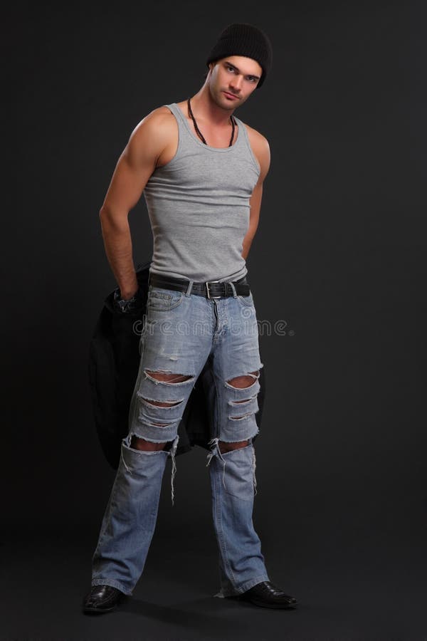 Young Handsome Man Takes Off His Jacket Stock Photo Image of