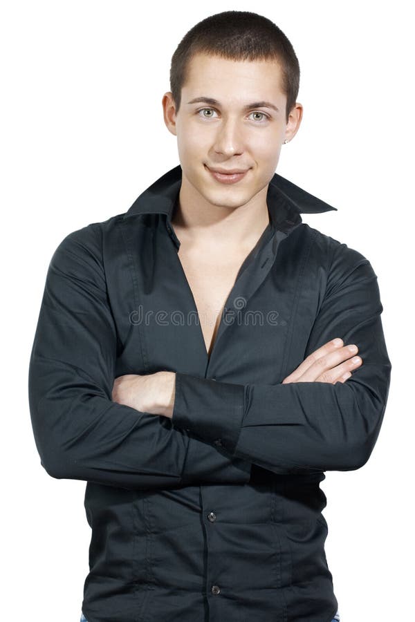 Standing Guy With Blond Hair And Crossed Arms Stock Image - Image of