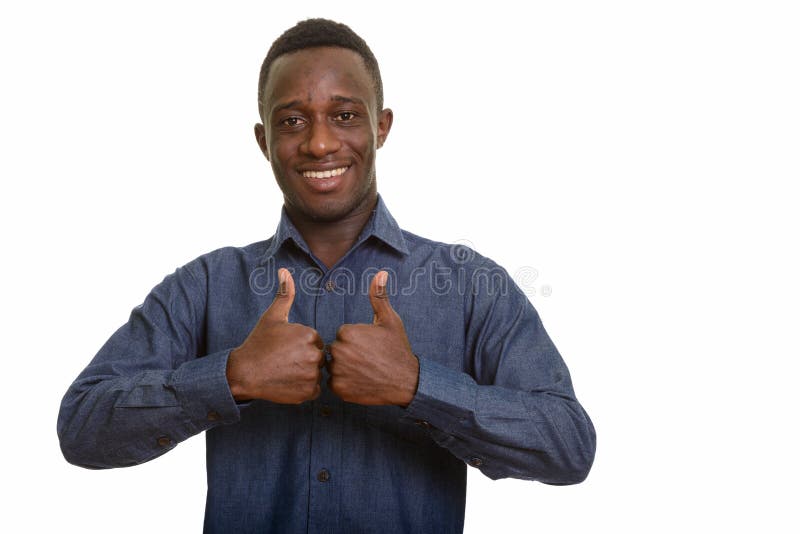 140 Handsome Young Black Man Giving Thumbs Up Isolated White Background ...