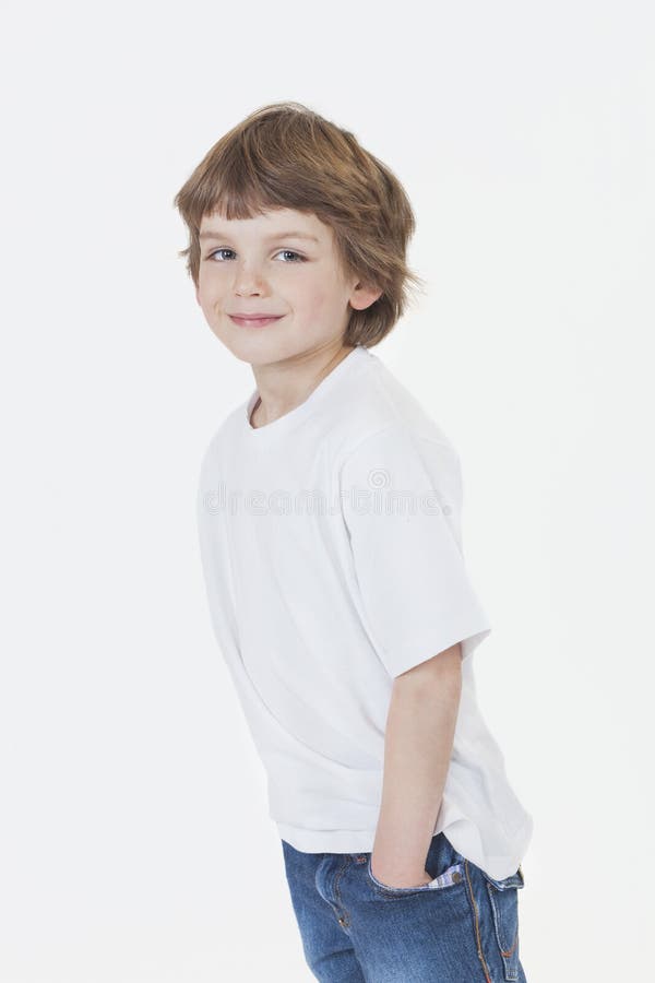 Young Happy Boy Smiling in Jeans and T-Shirt Stock Image - Image of  background, cheerful: 30611591