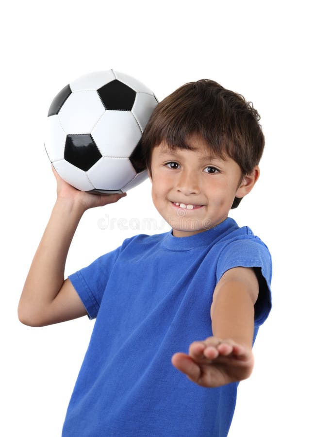 Young Happy Boy With Soccer Ball Stock Photo Image of blue, soccer