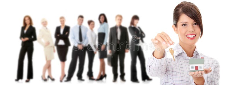 Young happy businesswoman stock photo
