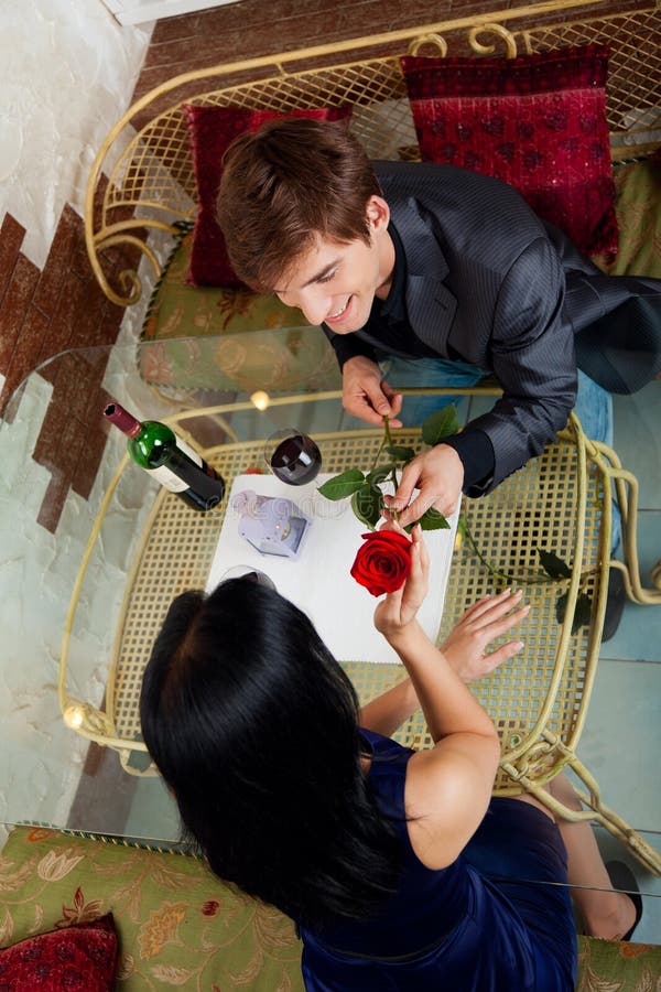 Young happy couple romantic date at restaurant royalty free stock photography Young happy couple romantic date at restaurant royalty free stock photography