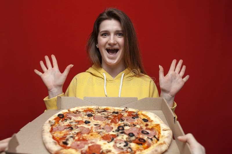 Pizza Delivery Girl Stock Image Image Of Smiling
