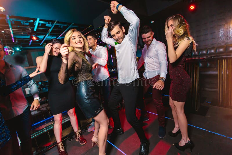 Happy People are Dancing in Club. Nightlife and Disco Concept Stock ...