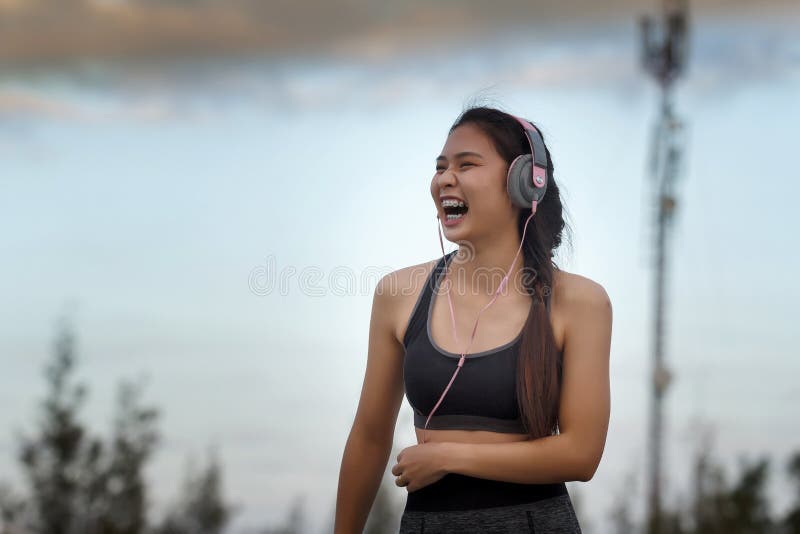 Young happy and pretty sport woman laughing. stock images Young happy and pretty sport woman laughing. stock images