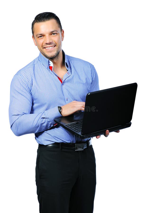 Happy smiling man with notebook