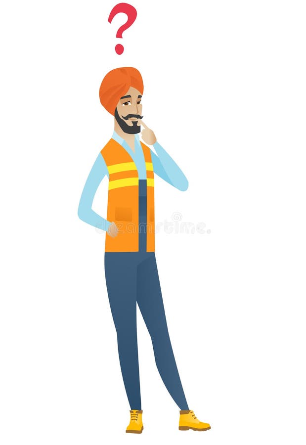 Young hindu builder with question mark. royalty free illustration Young hindu builder with question mark. royalty free illustration