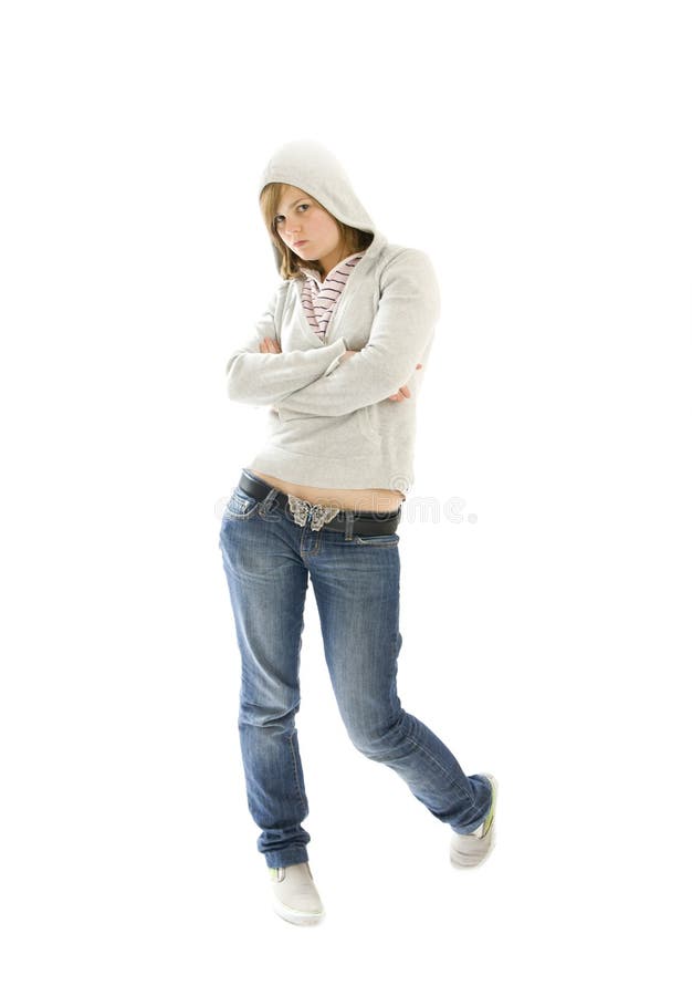 The young hip-hop girl isolated on a white