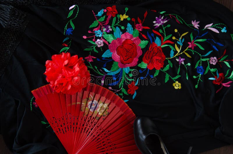 Young hispanic flamenco dancer while dancing