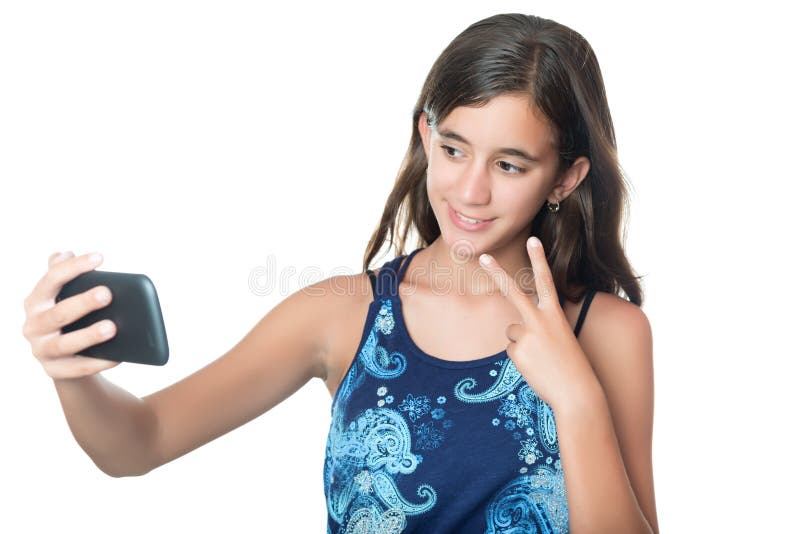 Young hispanic girl taking herself a portrait royalty free stock photography Young hispanic girl taking herself a portrait royalty free stock photography