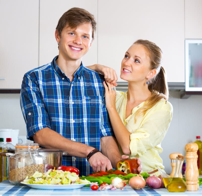 Helping the wife. Help to wife for Cook. Help to wife.