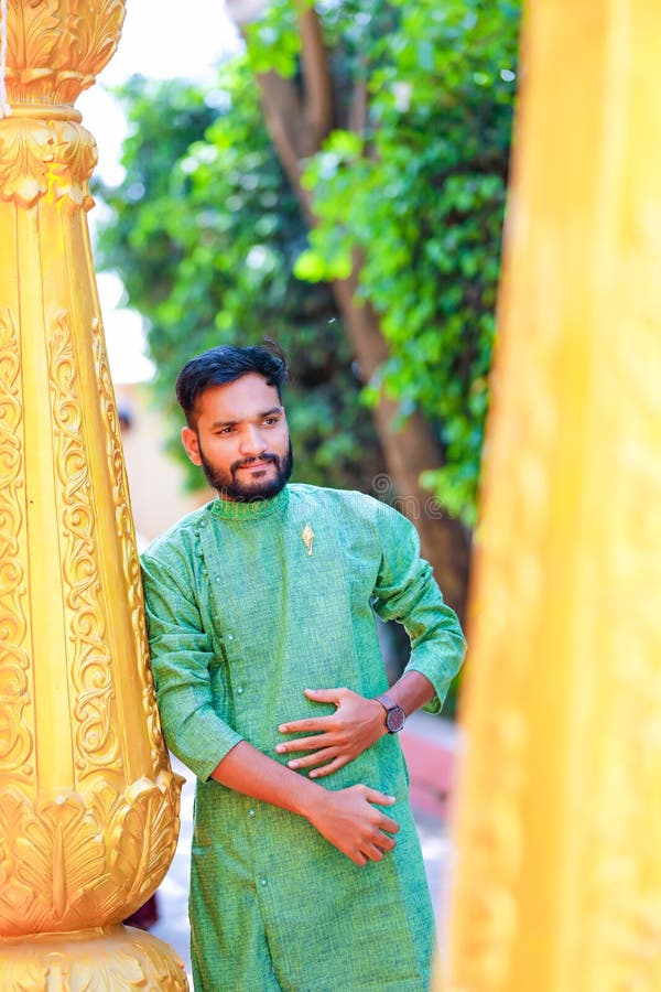 Young Indian Man in Traditional Wear Stock Photo - Image of handsome ...