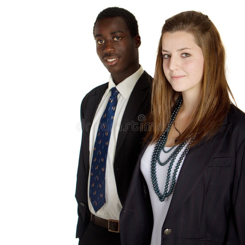 Young interracial business teeangers