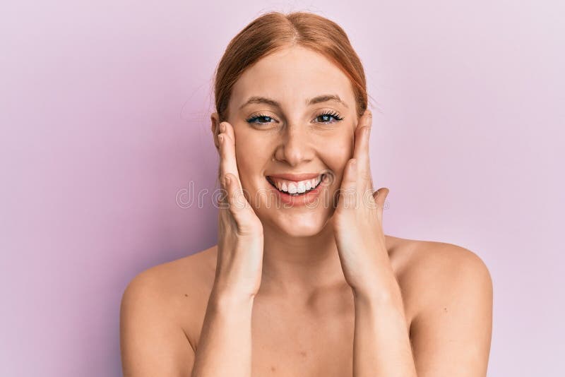 Young Irish Woman Standing Topless Stretching Skin Face with Hands Smiling  and Laughing Hard Out Loud because Funny Crazy Joke Stock Image - Image of  girl, female: 214449781