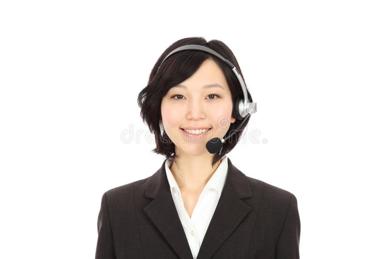 Young japanese woman smiling operator