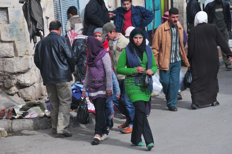 Young Jordanian Woman Street Shopping stock photo Young Jordanian Woman Street Shopping stock photo